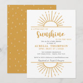 Invitation Boho Yellow Little Ray Sunshine Sur Le Chemin Baby (Devant / Derrière)