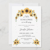 Invitation Boho Yellow Little Sunflower Baby shower (Devant)