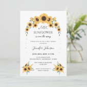 Invitation Boho Yellow Little Sunflower Baby shower (Debout devant)
