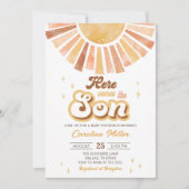 Invitation Boho Yellow Little Sunshine Baby shower (Devant)