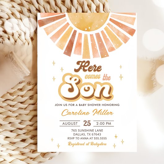 Invitation Boho Yellow Little Sunshine Baby shower