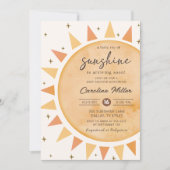 Invitation Boho Yellow Little Sunshine Baby shower (Devant)