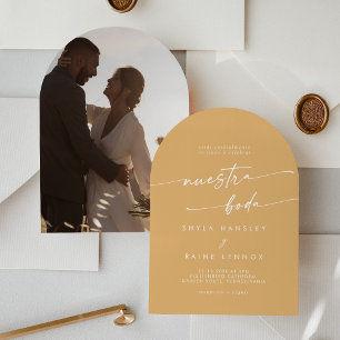 Invitation Boho Yellow Marigold Photo Arch Mariage espagnol