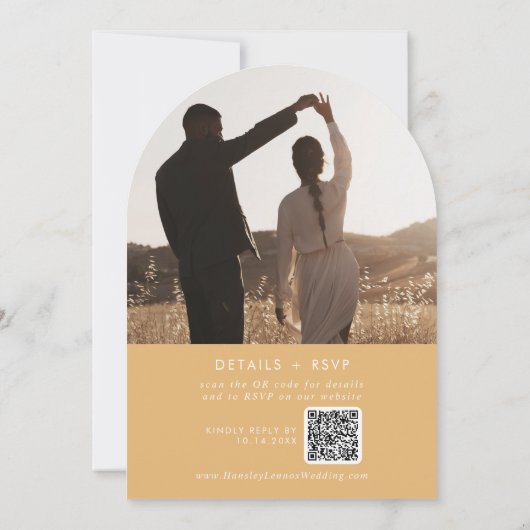 Invitation Boho Yellow Marigold Photo QR Code Arch Mariage (Dos)