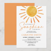Invitation Boho Yellow Sunshine Watercolor Baby shower (Devant / Derrière)
