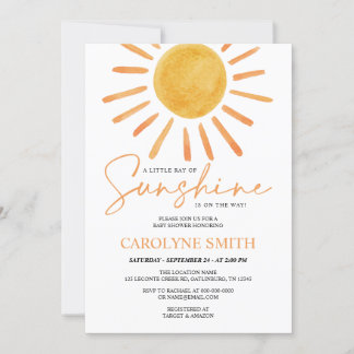 Invitation Boho Yellow Sunshine Watercolor Baby shower