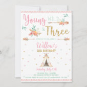 Invitation Boho Young Wild et trois fille de fête d'anniversa (Devant)