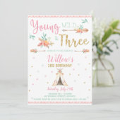 Invitation Boho Young Wild et trois fille de fête d'anniversa (Debout devant)