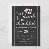 Invitation Boire à manger, Chalkboard Fête d'Action de grâces (Devant)