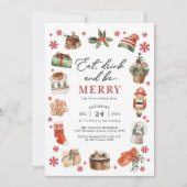 Invitation Boire à manger Soyez Joyeux dîner de Noël (Devant)