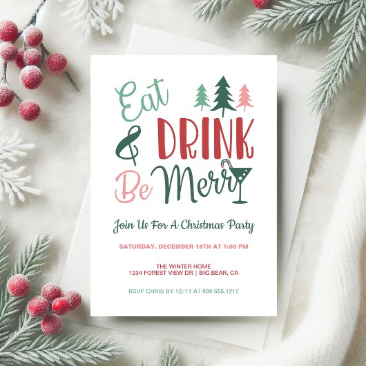 Invitation Boire à manger Soyez joyeux Typographie Noël