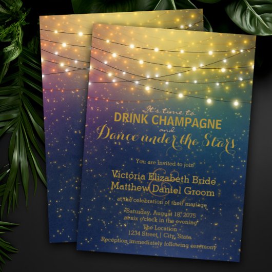 Invitation Boire Champagne Danse Sous Les Étoiles Mariage
