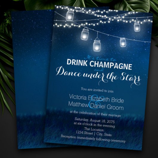 Invitation Boire Champagne Danser Sous Les Étoiles Mason Jar