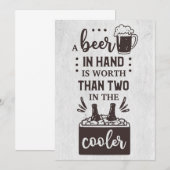 Invitation Boire De Bière Une Bière À La Main Vaut La Peine (Devant / Derrière)