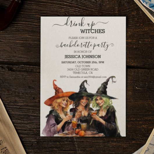 Invitation Boire des sorcières Bachelorette fête Halloween