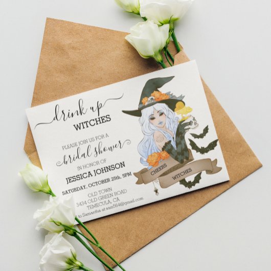 Invitation Boire des sorcières Fête des mariées d'Halloween