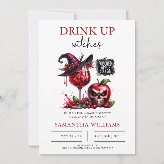 Invitation Boire des sorcières Gothique Bachelorette Party (Devant)