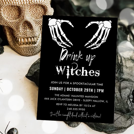 Invitation Boire des sorcières Gris Halloween Party
