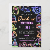 Invitation Boire Des Sorcières Lumineuses Fête D'Halloween (Devant)