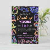 Invitation Boire Des Sorcières Lumineuses Fête D'Halloween (Debout devant)