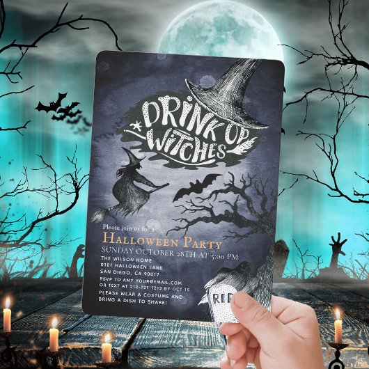 Invitation Boire des sorcières nuit Sky Halloween Party