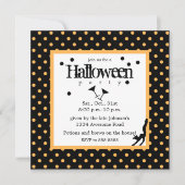 Invitation Boire des sorcières Orange Polka Dot Halloween (Devant)
