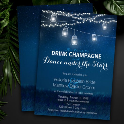 Invitation Boire du Champagne Danse sous les Étoiles Pot Maso