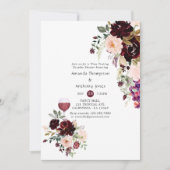 Invitation Boire et Blush Floral Vin Dégustation Couples Douc (Devant)