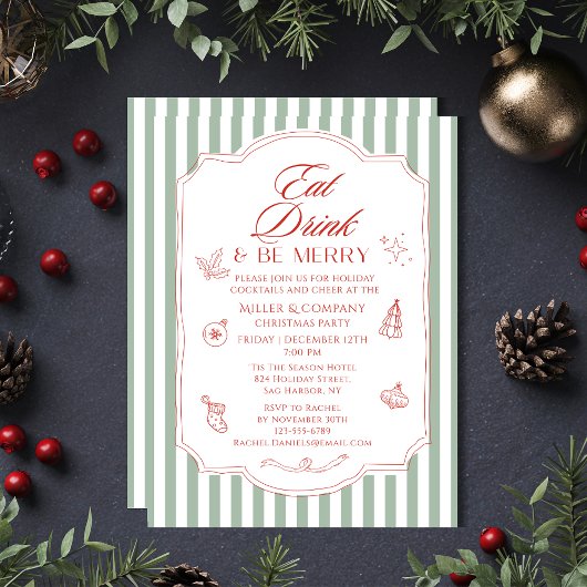 Invitation Boire et être joyeux fête de Noël d'entreprise