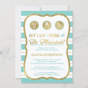 Invitation Boire et être marié Invitation, Faux Gold