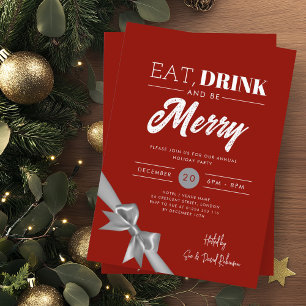Invitation Boire moderne à manger Soyez Joyeux Noël Argent Ru
