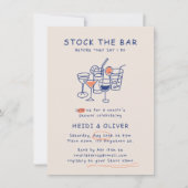 Invitation Boire moderne Croquis Stock Le Bar Couples Douche (Devant)