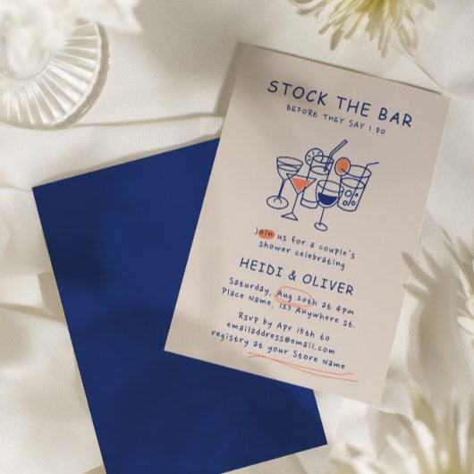 Invitation Boire moderne Croquis Stock Le Bar Couples Douche