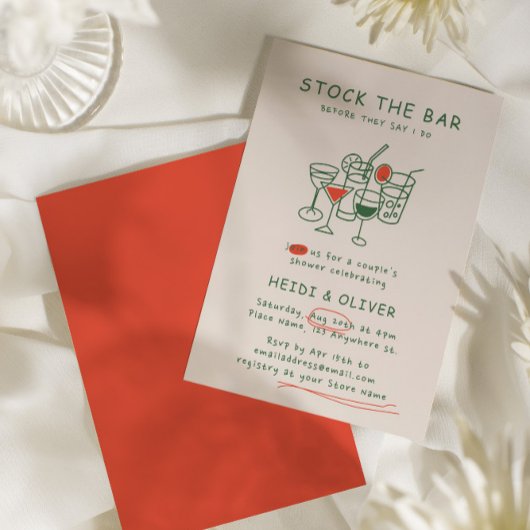 Invitation Boire moderne Croquis Stock Le Bar Couples Douche