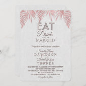 Invitation Boire Rose Gold Palm Feuille Mariage (Devant / Derrière)