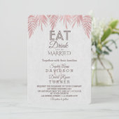 Invitation Boire Rose Gold Palm Feuille Mariage (Debout devant)