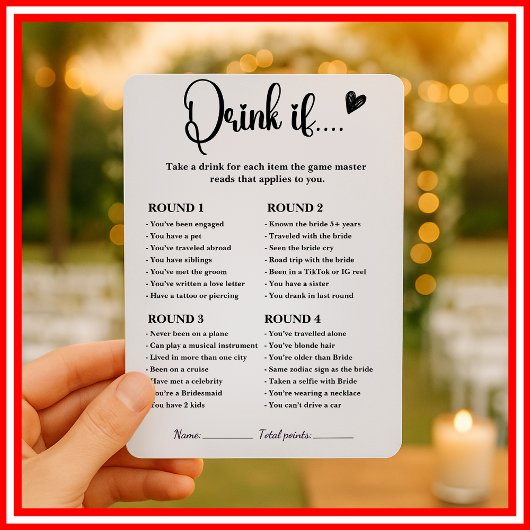 Invitation Boire Si Fête des mariées Jeu Moderne Élégant