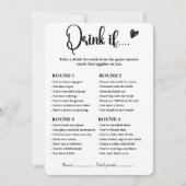 Invitation Boire Si Fête des mariées Jeu Moderne Élégant (Devant)