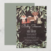 Invitation Bois Animaux Baby shower Chalkboard (Devant / Derrière)