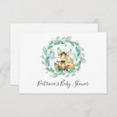 Invitation Bois Animaux Baby shower de verdure Demande de rés (Devant / Derrière)