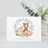 Invitation Bois Animaux Baby shower de verdure Demande de rés (Debout devant)