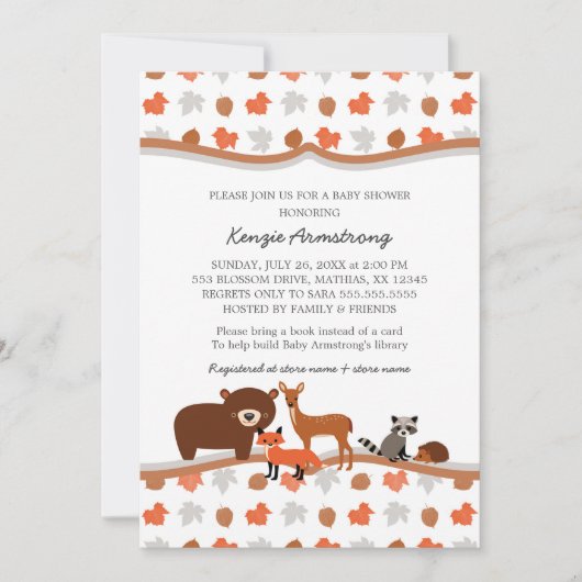 Invitation Bois Animaux Baby shower / fête d'anniversaire (Devant)