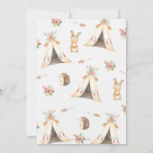 Invitation Bois Animaux Baby shower Forêt Animaux Fille (Dos)