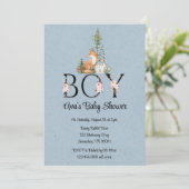 Invitation Bois Animaux Baby shower garçon (Debout devant)