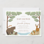 Invitation Bois Animaux Baby shower garçon (Devant)