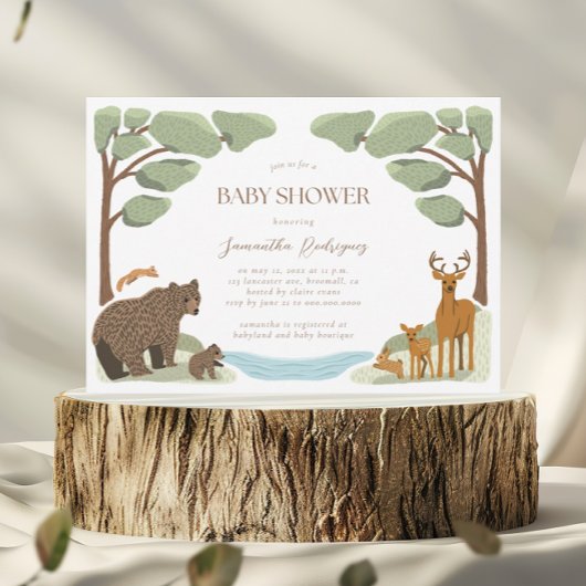 Invitation Bois Animaux Baby shower garçon
