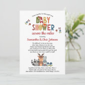 Invitation Bois Animaux Baby shower garçon par courrier (Debout devant)
