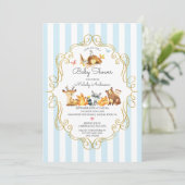 Invitation Bois Animaux Baby shower garçons (Debout devant)