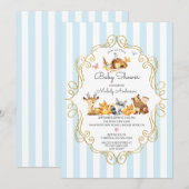 Invitation Bois Animaux Baby shower garçons (Devant / Derrière)
