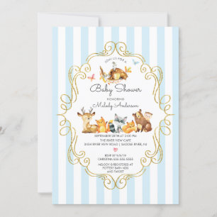 Invitation Bois Animaux Baby shower garçons
